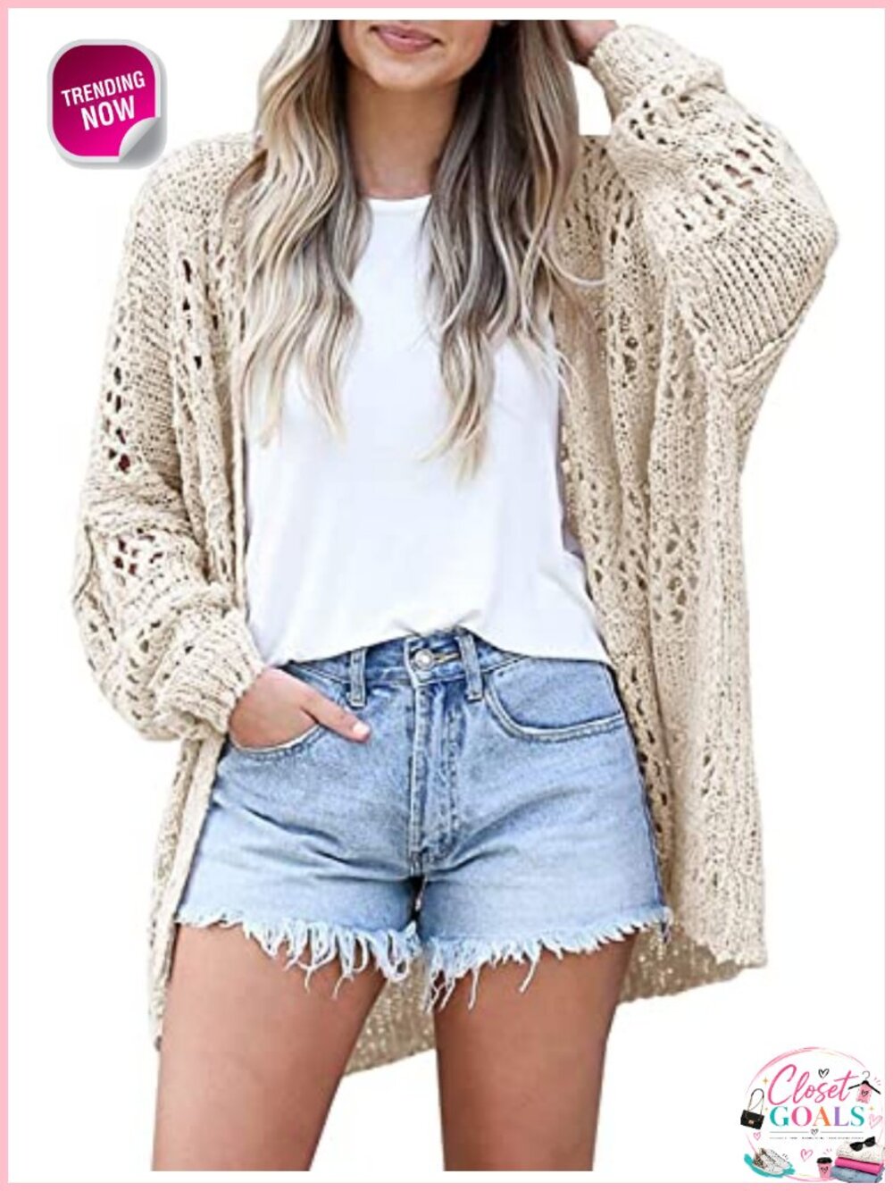 Crochet Cardigan Sweater Lightweight Summer Kimono Long Sleeve Loose Fit